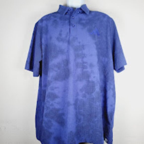 Adidas Men's Blue Playgreen Spray Die Short Sleeve Golf Casual Polo Shirt Sz XL - Picture 3 of 10
